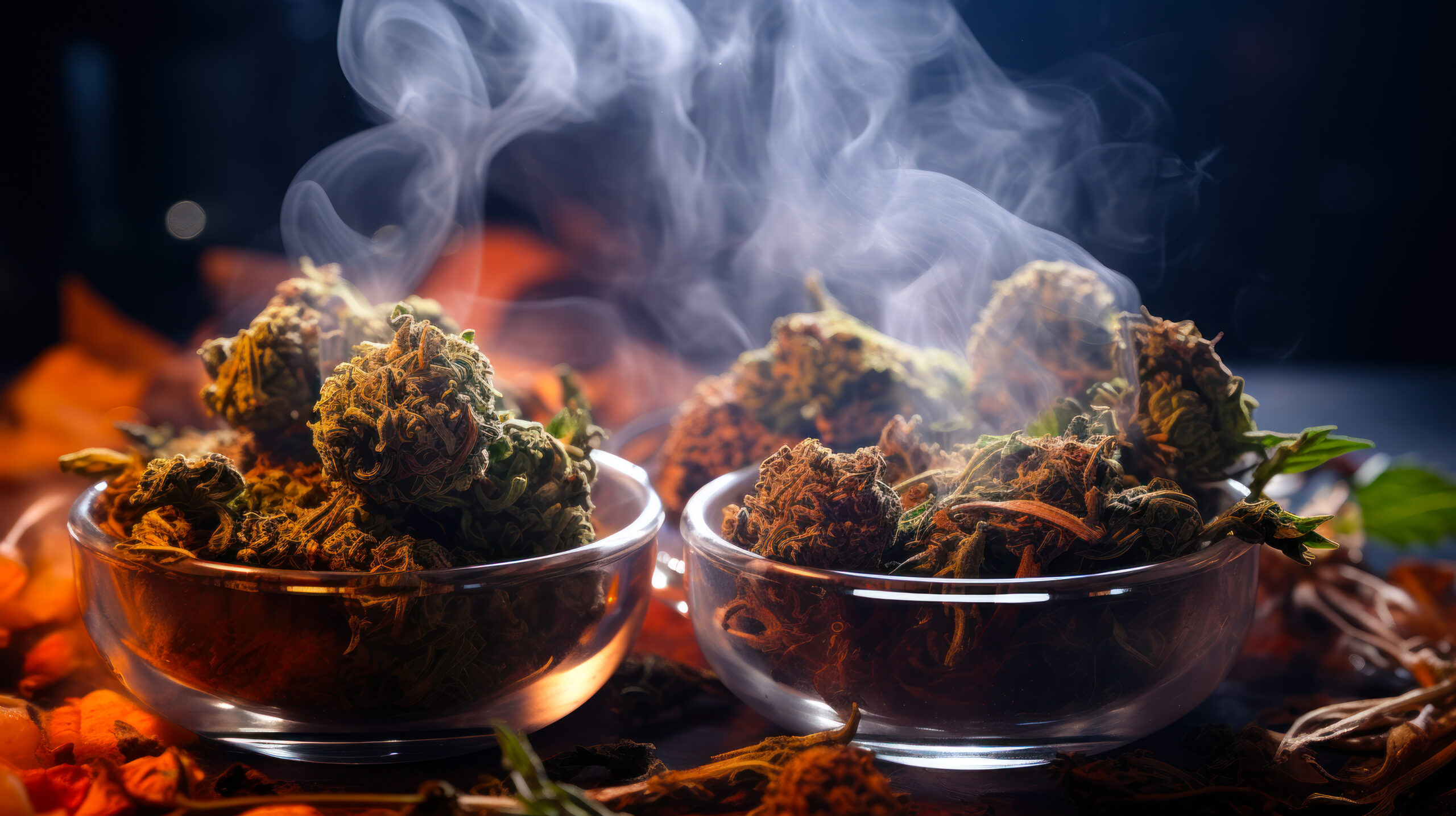 fragrant terpene smoke of sweet cannabis buds generative ai.
